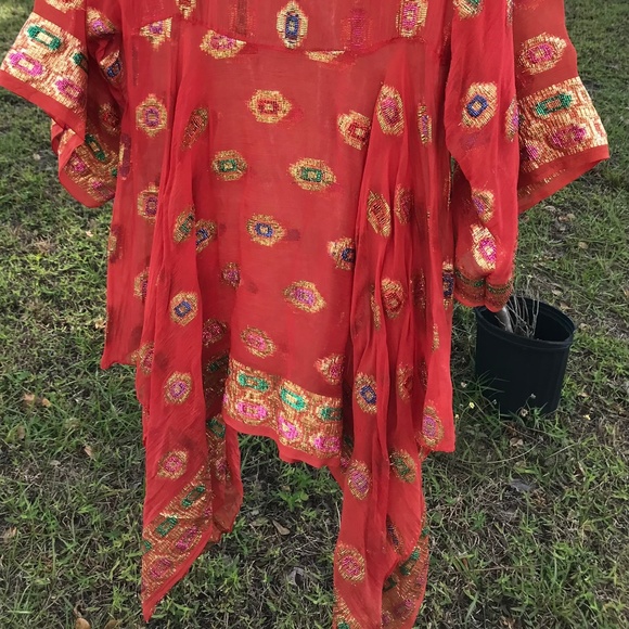 Vintage 90's Transparent Gauze "Fairy Top"  with Handkerchief Hem S/M - Picture 2 of 6